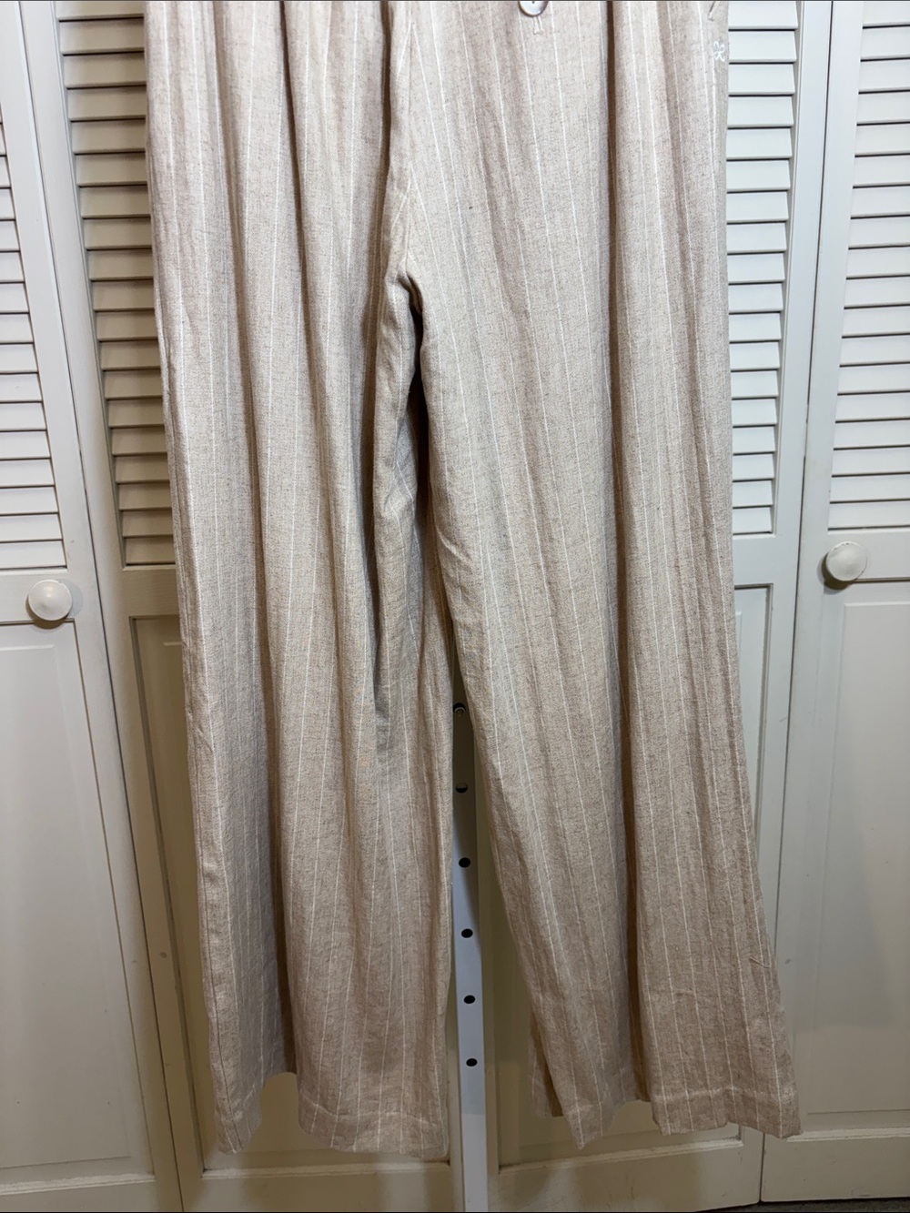 Maeve Avery Linen Blend Stripe Twill Wide Leg Pleated Pants Size XS Petite - Picture 13 of 16